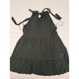 Francesca’s Blue Rain Green Babydoll Dress XS NWT Sleeveless Boho Tiered Mini